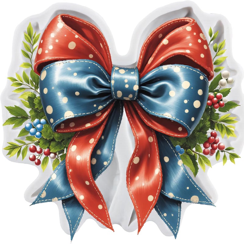TAOXIBEI Christmas Bow Polymer Clay Mold Bowknot Silicone Molds for DIY Crafts Epoxy Resin Casting Air Dry Polymer Clay Plaster Jewelry Making - Image 1